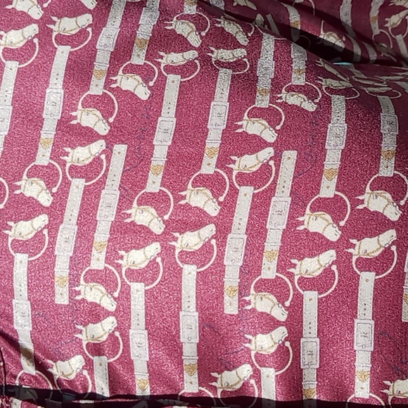 Ronner Porst Equestrian Print Long Sleeve Button Front Blouse Size 4 Rust/Tan - Picture 2 of 16